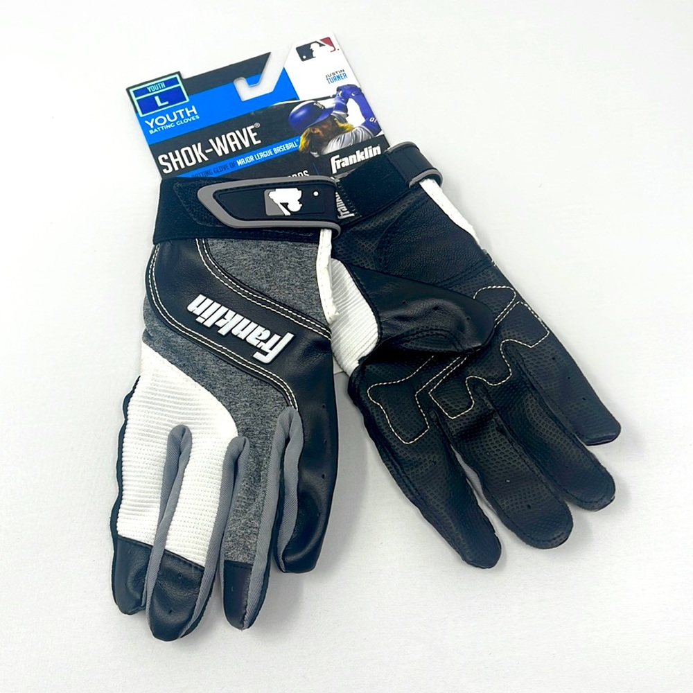 Franklin Shok-Wave Batting Baseball Gloves Black White Gray Youth Multiple sizes